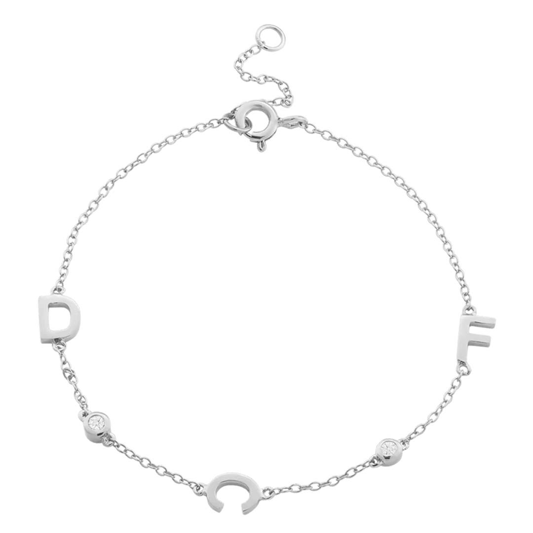 Customized Personalized Diamond Letter Bracelet-ancustom