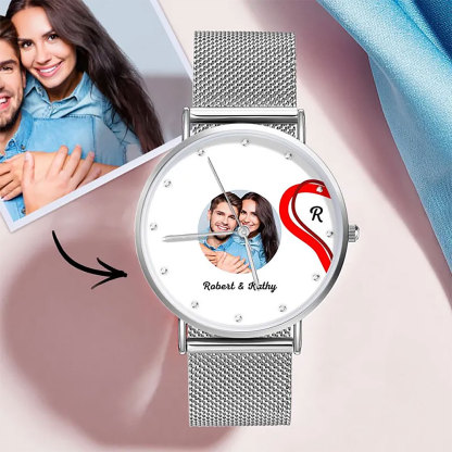 Splicing Red Heart Photo Watch Romantic Valentine's Day Gifts For Couples-ancustom