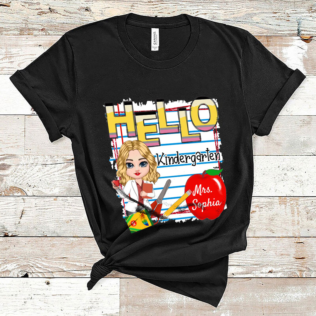 Hello Kindergarten Back to school Personalized T-shirt Gift for Teachers-ancustom