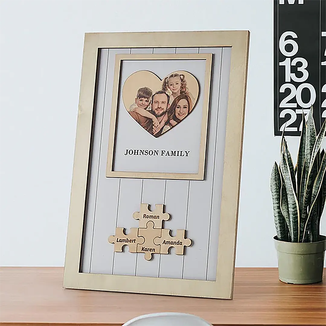 Custom wooden photo frame with heart shaped photo custom photo gift-ancustom