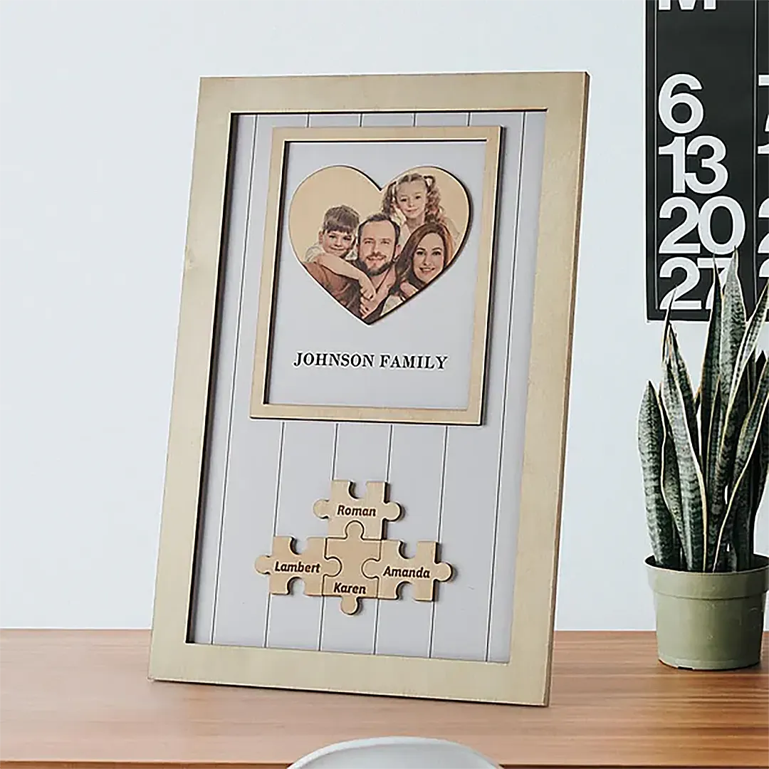 Custom wooden photo frame with heart shaped photo custom photo gift-ancustom