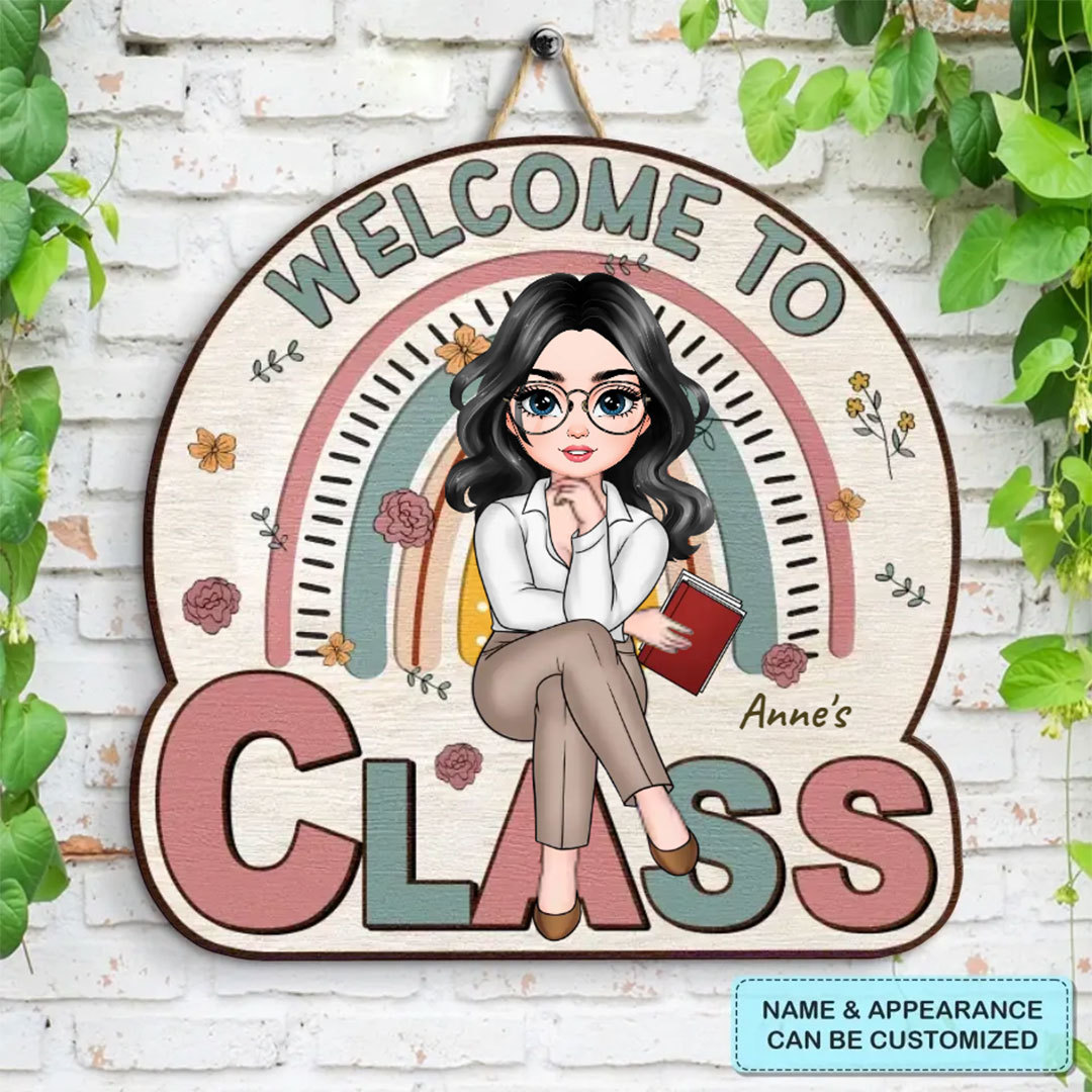 Welcome To My Class Floral - Personalized Custom Door Sign - Teacher's Day Gift For Teacher-ancustom