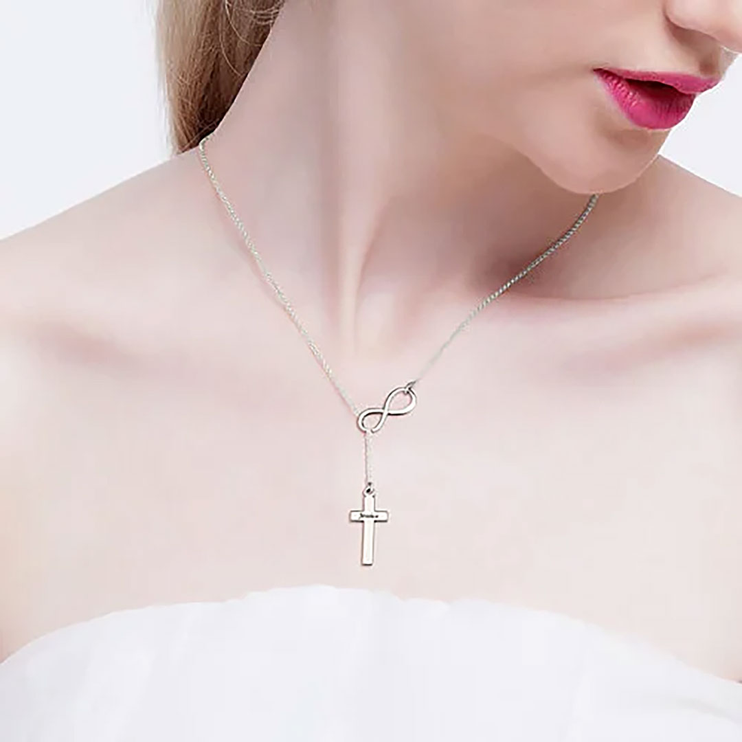 Elegant Infinity Cross Name Necklace-ancustom