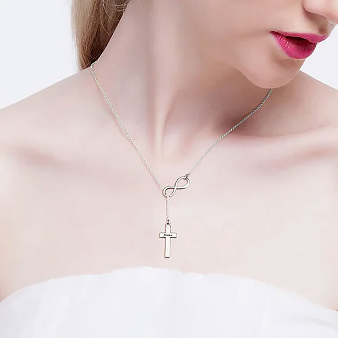Elegant Infinity Cross Name Necklace-ancustom