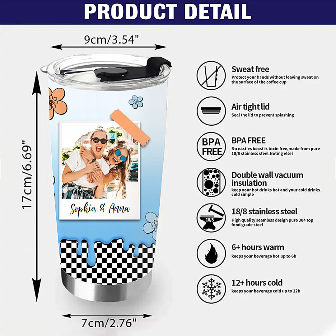 Custom Personalized Bestie Travel mug 20oz - Gift Idea For Best Friend - Upload Photo -ancustom