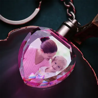 Gift for Mom Heart-shaped Keychain Custom Photo Crystal Keychain-ancustom