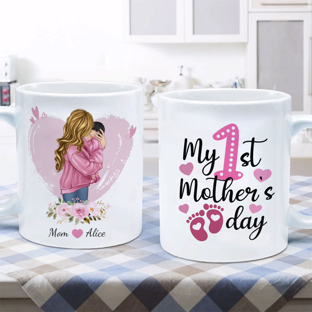 Custom Personalized Mother Coffee Mug - Mother's Day Gift Idea - My 1st Mother's Day-ancustom