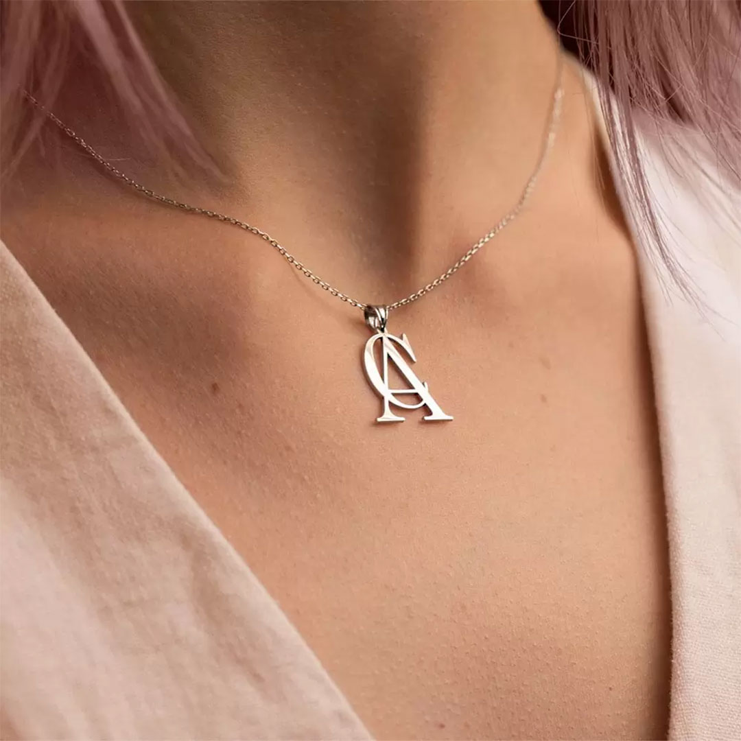 Customized double letter necklace, simple double letter pendant, stainless steel couple necklace, gift for lover/partner/best friend-ancustom