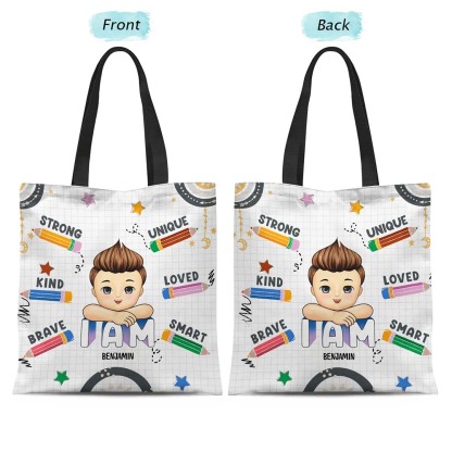 I Am Capable I Am Loved - Gift For Kid - Personalized Zippered Canvas Bag-ancustom