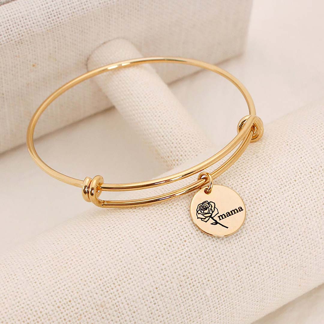 Custom Birthstone Personalized Birth flower Bracelet-ancustom