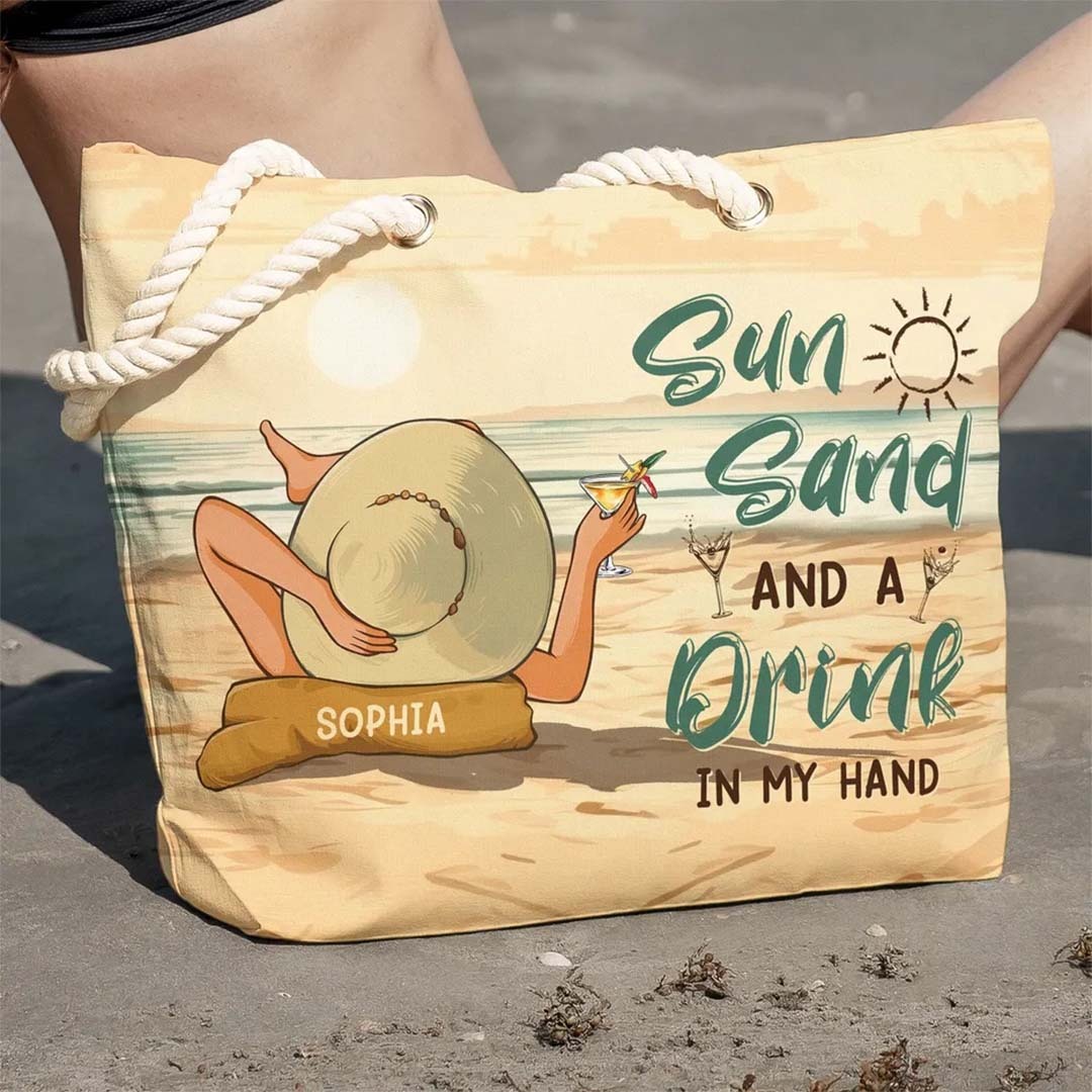A Drink In My Hand - Personalized Beach Bag-ancustom