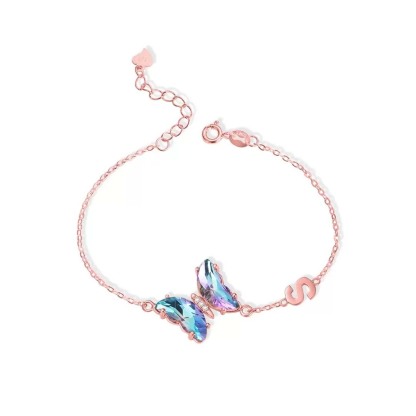 Personalized Crystal Glass Butterfly Bracelet-ancustom