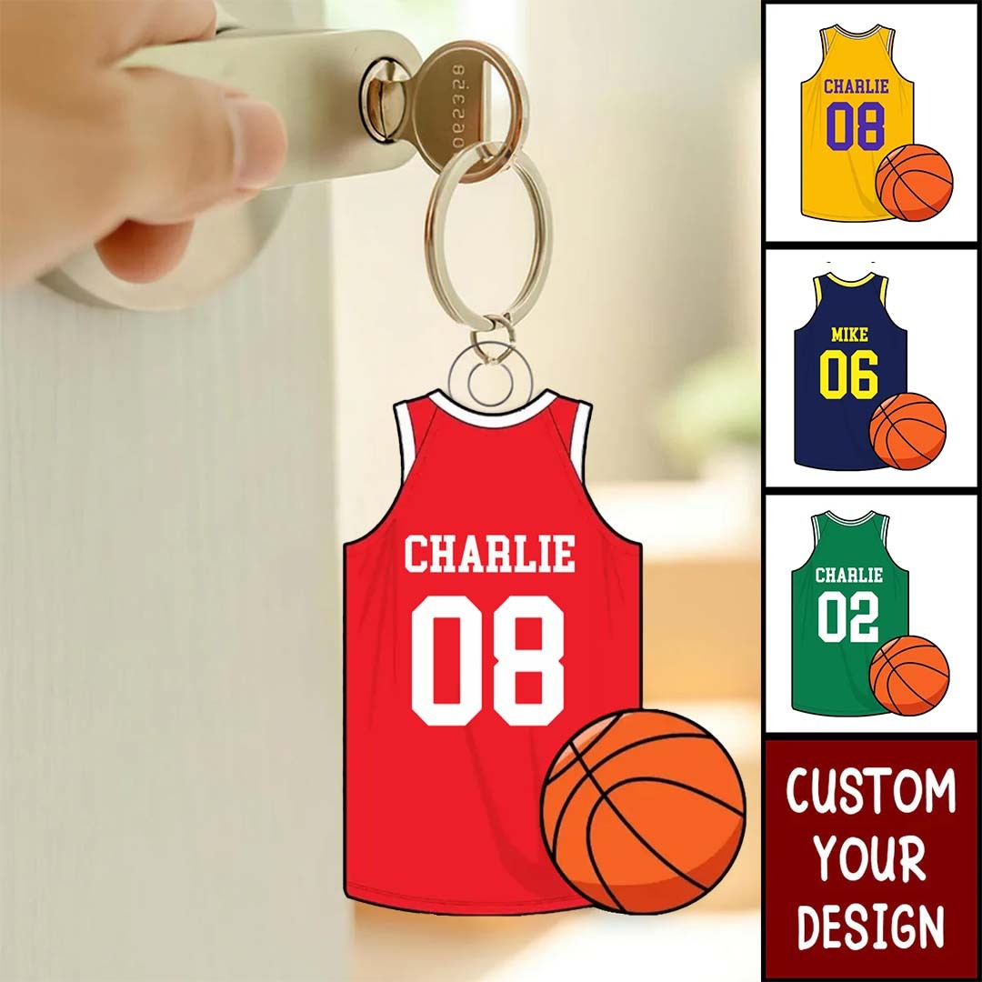 Basketball Jersey Personalized Acrylic Keychain, Gift For Son, Husband, Him-ancustom