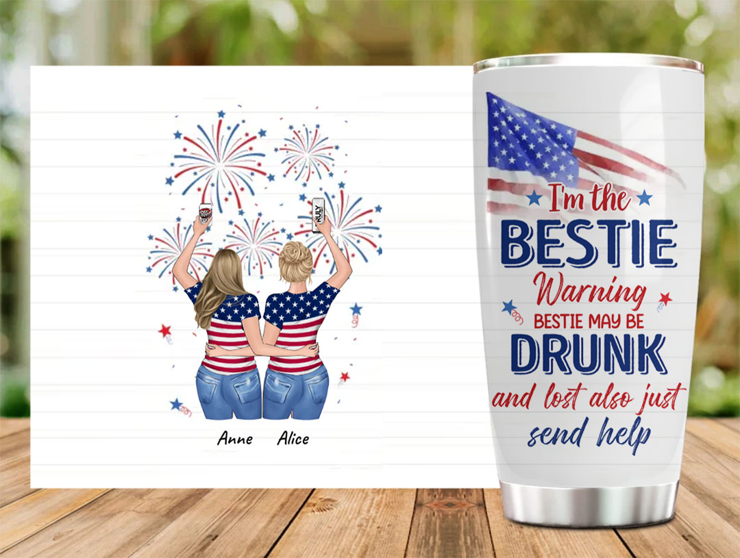Custom Personalized Friend's 4th Of July Travel mug - Gift Idea For Friends/ Besties/ Sister On Independence Day-ancustom