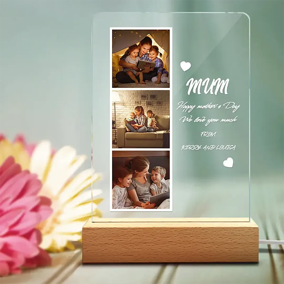 Custom Photo and Name Acrylic Night Light Gift for Mom-ancustom