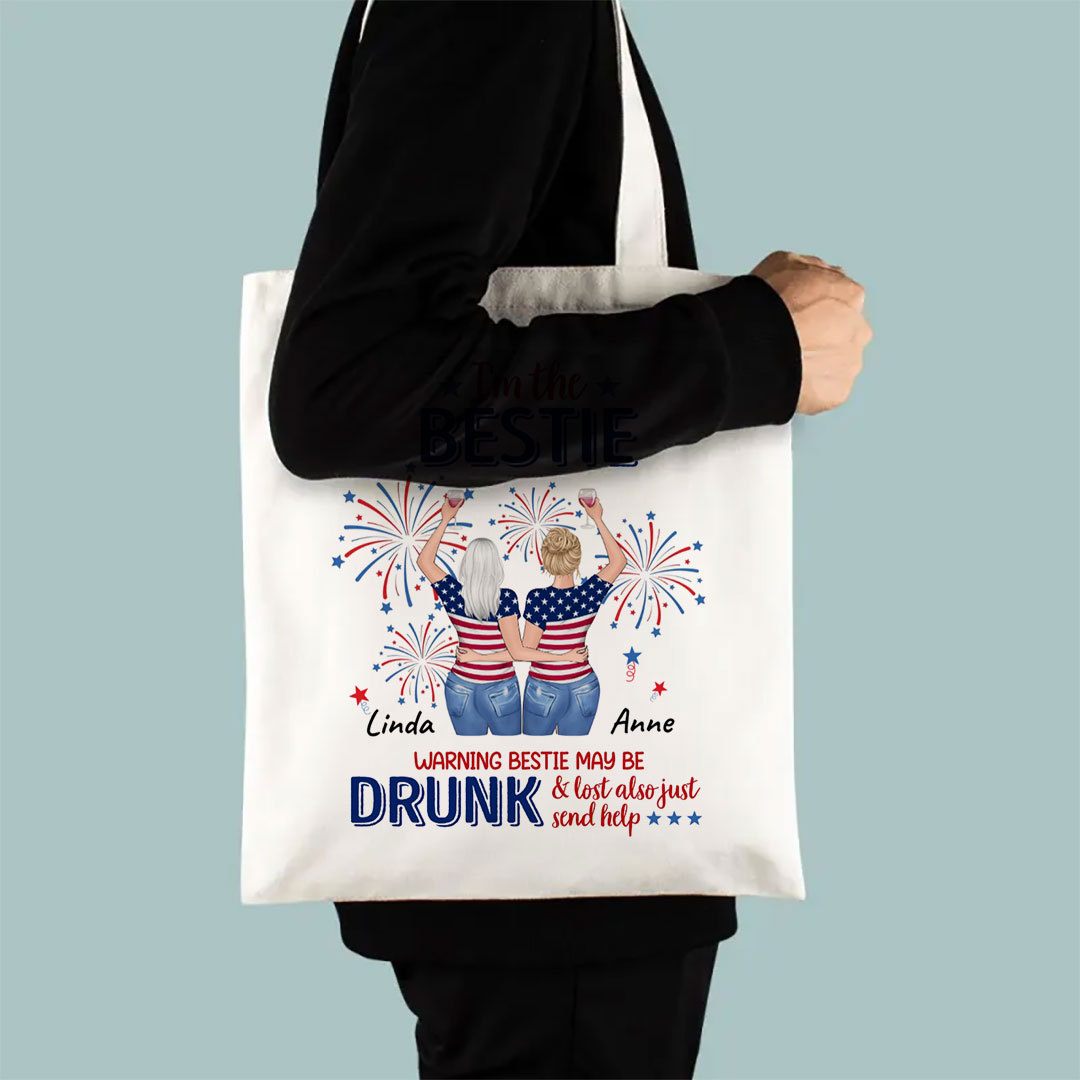 Custom Personalized Friends 4th of July Canvas Bag - Independence Day Gift for Friends/Bestie/Sisters-ancustom