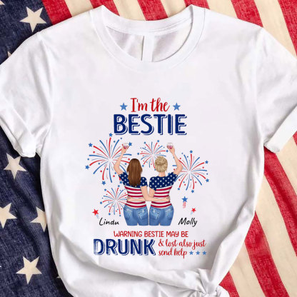 Custom Personalized Friend's 4th Of July T-Shirt - Gift Idea For Friends/ Besties/ Sister On Independence Day-If Lost Or Drunk Please Return To Bestie-ancustom