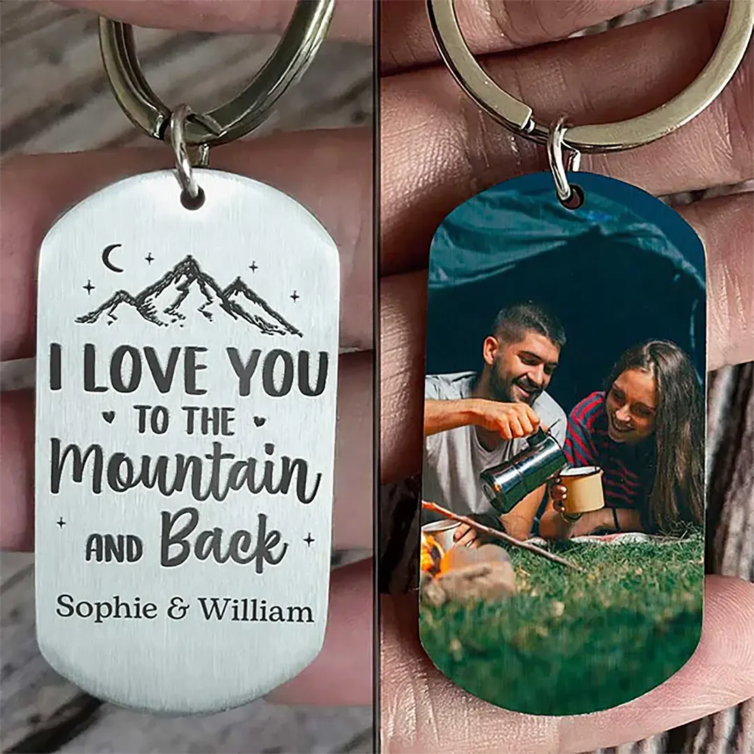 I Love You To The Mountain And Back -Gift For Camping Couples - Personalized Keychain-ancustom