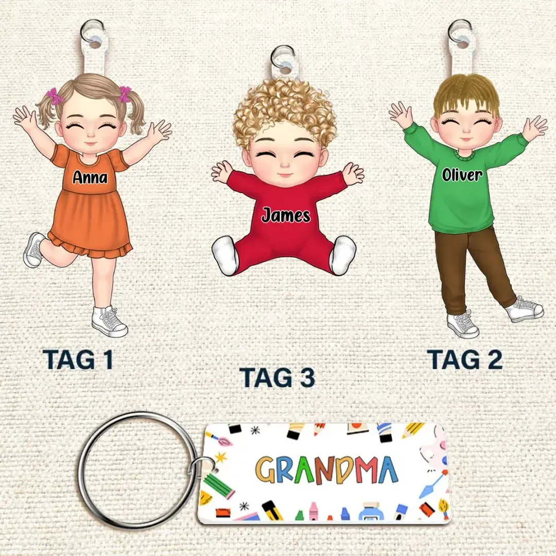 Our Grandkids Loving Gift For Grandma, Grandparents, Mother - Personalized Acrylic Tag Keychain -ancustom