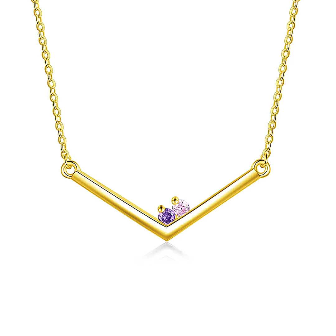 Personalized Simple V Shaped Birthstone Necklace Mother's Day Anniversary Birthday Gift for Her-ancustom