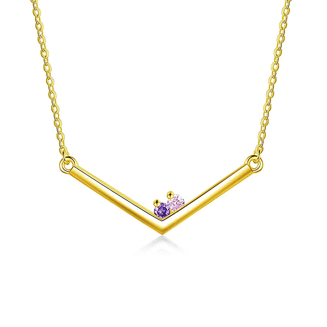 Personalized Simple V Shaped Birthstone Necklace Mother's Day Anniversary Birthday Gift for Her-ancustom
