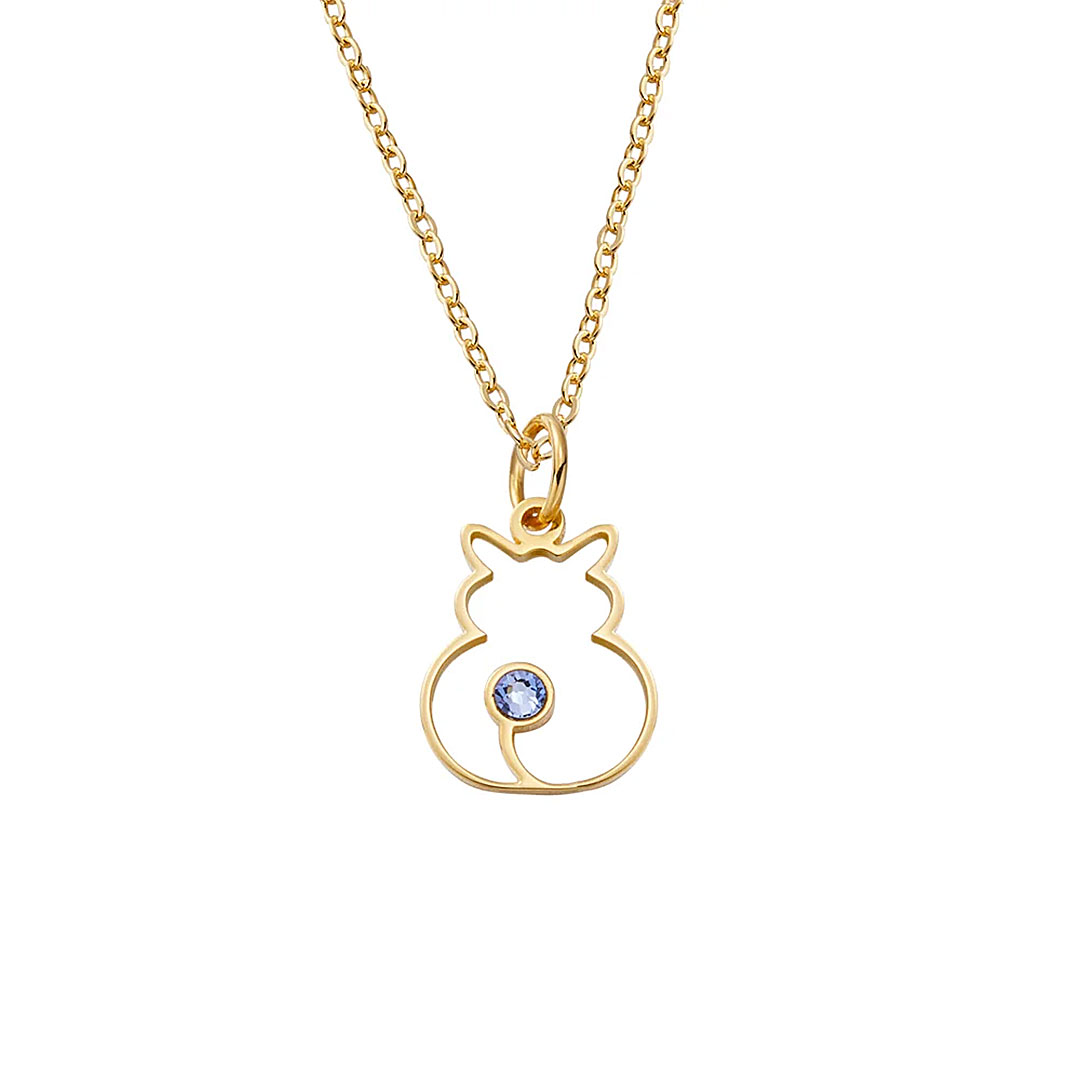 Personalized Minimalist Cat Silhouette Necklace with Birthstone Birthday Anniversary Gift for Pet Lover-ancustom