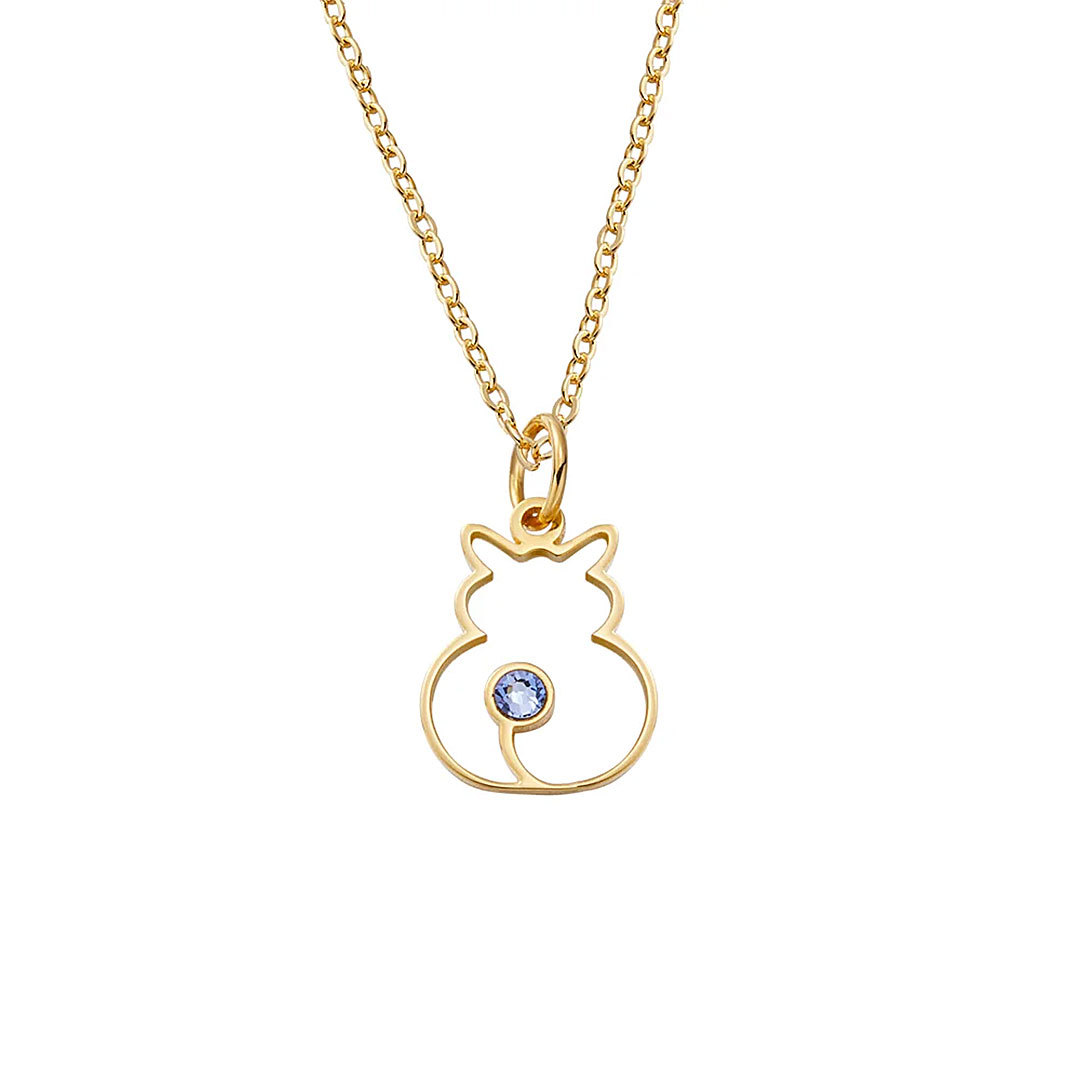 Personalized Minimalist Cat Silhouette Necklace with Birthstone Birthday Anniversary Gift for Pet Lover-ancustom