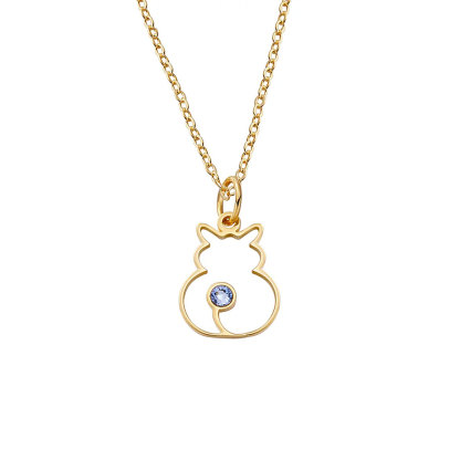 Personalized Minimalist Cat Silhouette Necklace with Birthstone Birthday Anniversary Gift for Pet Lover-ancustom