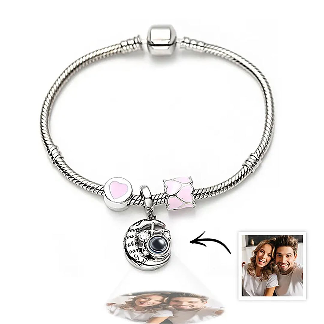 Personalized Picture Projection Bracelet with Cute Ornaments Best Gift for Her-ancustom