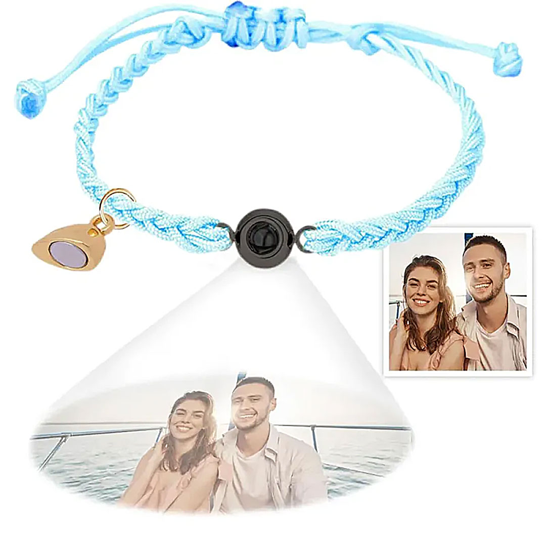 Custom Photo Projection Bracelet Simple Woven Heart Magnetic Bracelet Gift for Couple-ancustom