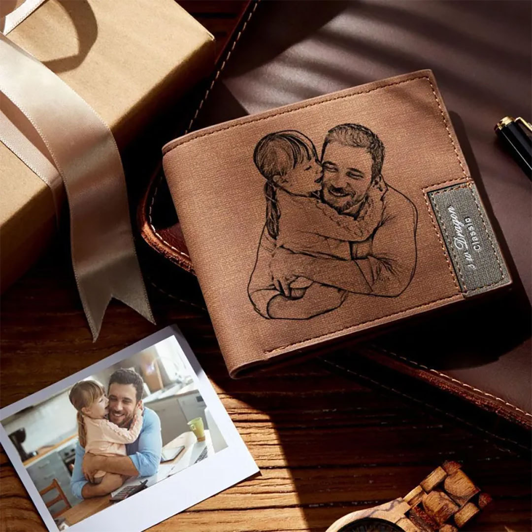 Gifts For Dad - Custom Photo Engraved Wallet-ancustom