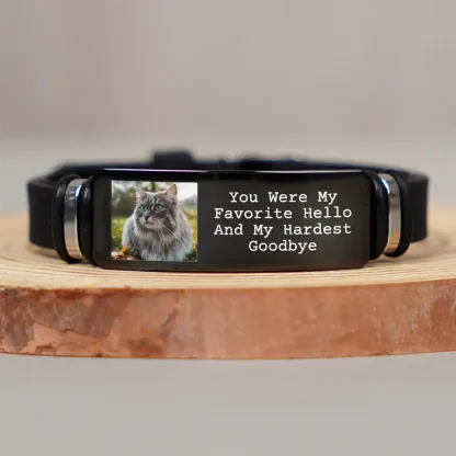 Custom Photo Forever In My Heart - Memorial Gift For Dog Lovers, Cat Lovers, Pet Lovers - Personalized Engraved Wristband-ancustom
