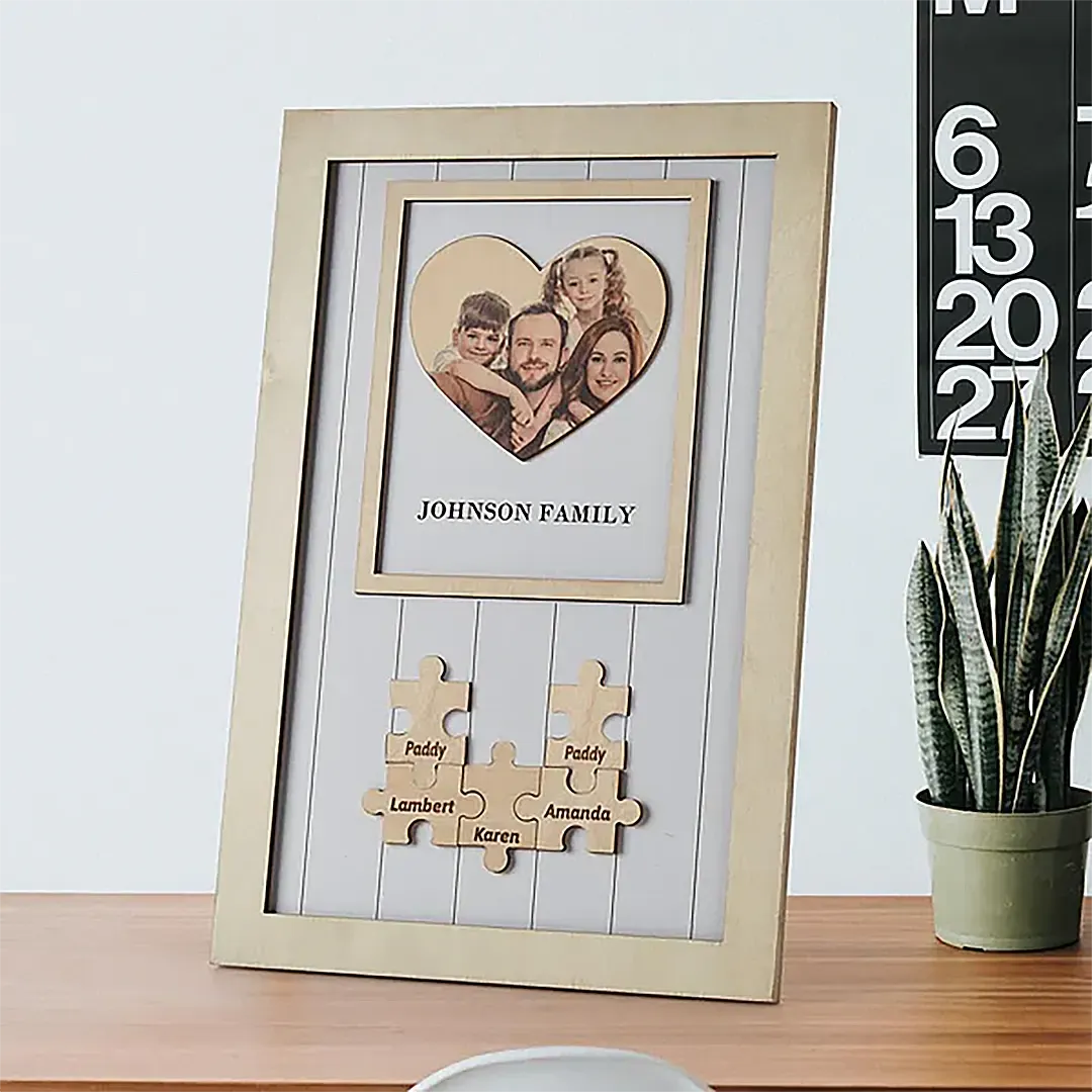Custom wooden photo frame with heart shaped photo custom photo gift-ancustom