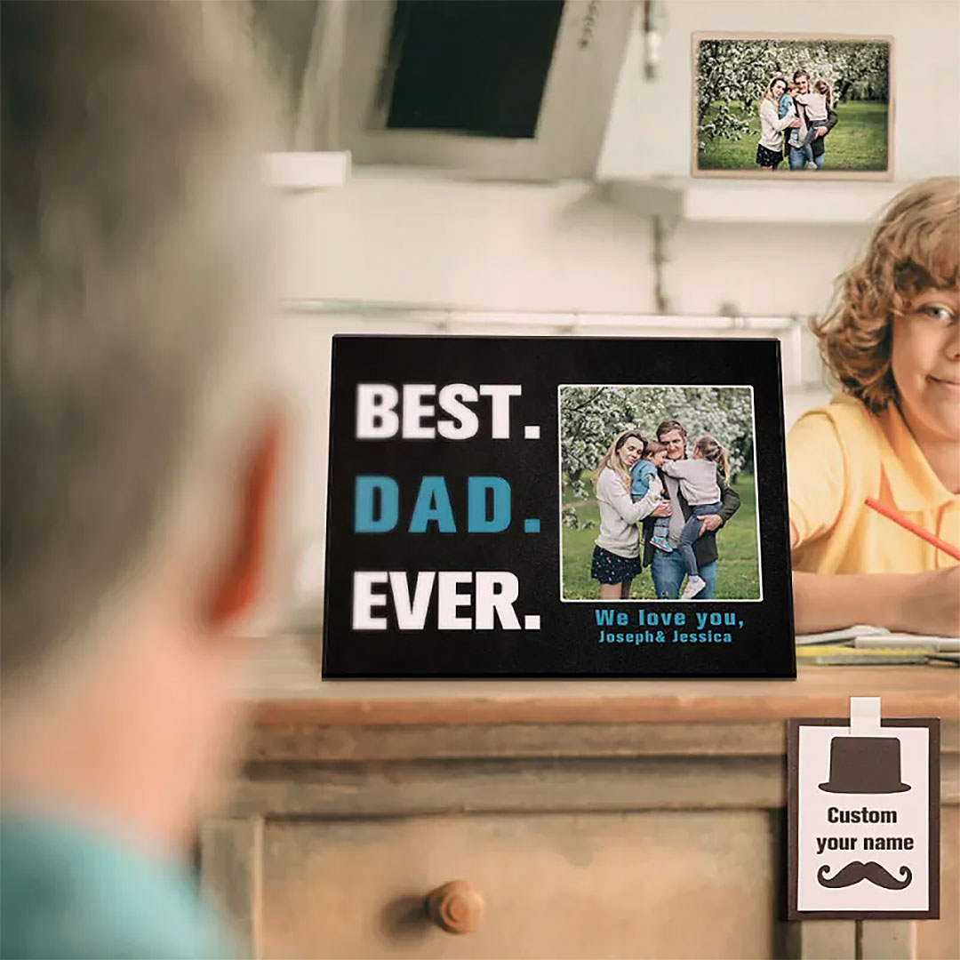 Custom Desktop Picture Frame Personalized Picture Frame Best Dad Ever Father's Day Gift for Dad-ancustom