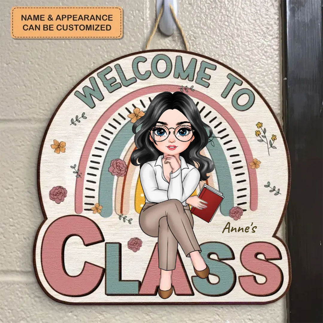 Welcome To My Class Floral - Personalized Custom Door Sign - Teacher's Day Gift For Teacher-ancustom