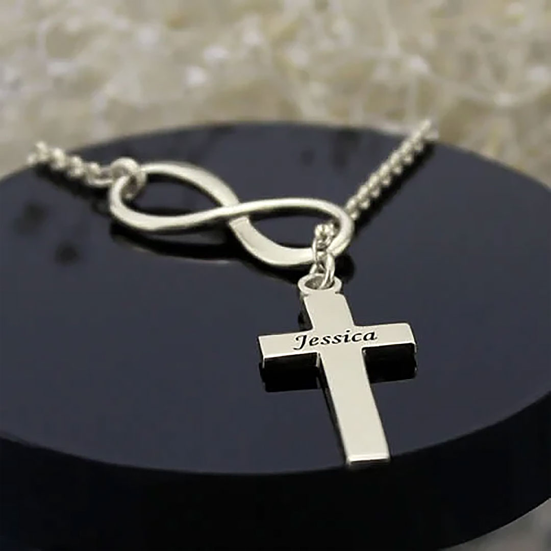 Elegant Infinity Cross Name Necklace-ancustom