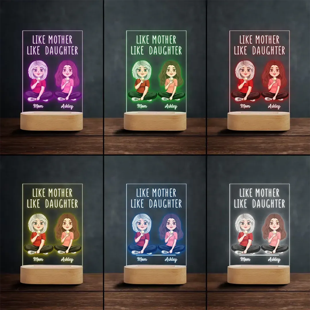 Like Mother Like Daughter - Personalized Mother Shaped Plaque Light Base-ancustom