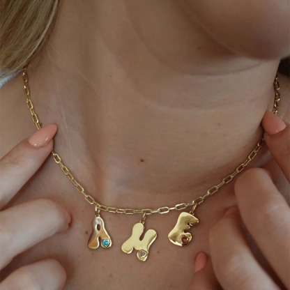 RETRO INITIAL CHARMS NECKLACE-ancustom