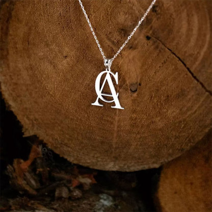 Customized double letter necklace, simple double letter pendant, stainless steel couple necklace, gift for lover/partner/best friend-ancustom