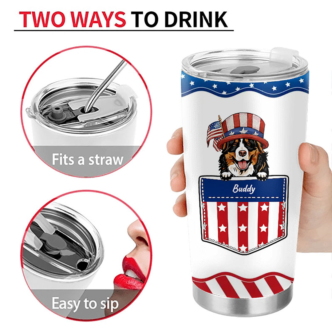 Custom Personalized Pet Travel mug - Independence Day Gift Idea for Dog/Cat Owners -ancustom