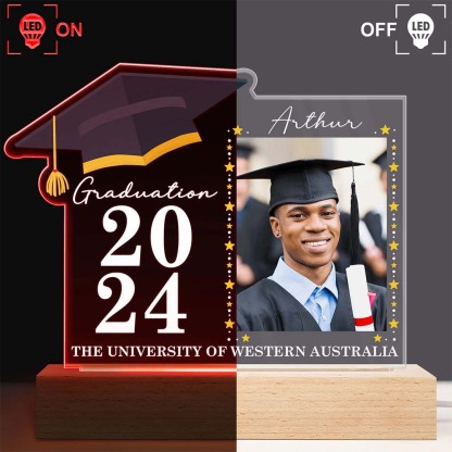 Custom Photo Graduation Celebration - Graduation Gift - Personalized 3D Led Light Wooden Base-ancustom