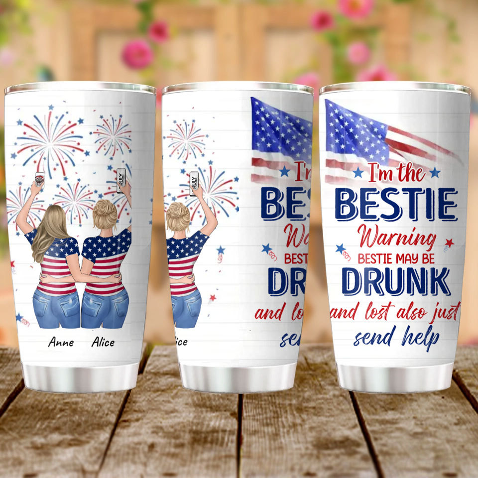 Custom Personalized Friend's 4th Of July Travel mug - Gift Idea For Friends/ Besties/ Sister On Independence Day-ancustom