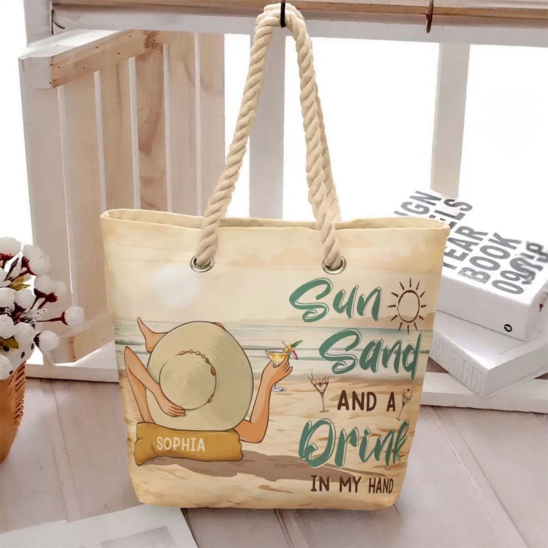 A Drink In My Hand - Personalized Beach Bag-ancustom
