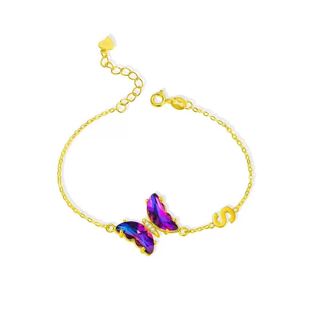 Personalized Crystal Glass Butterfly Bracelet-ancustom