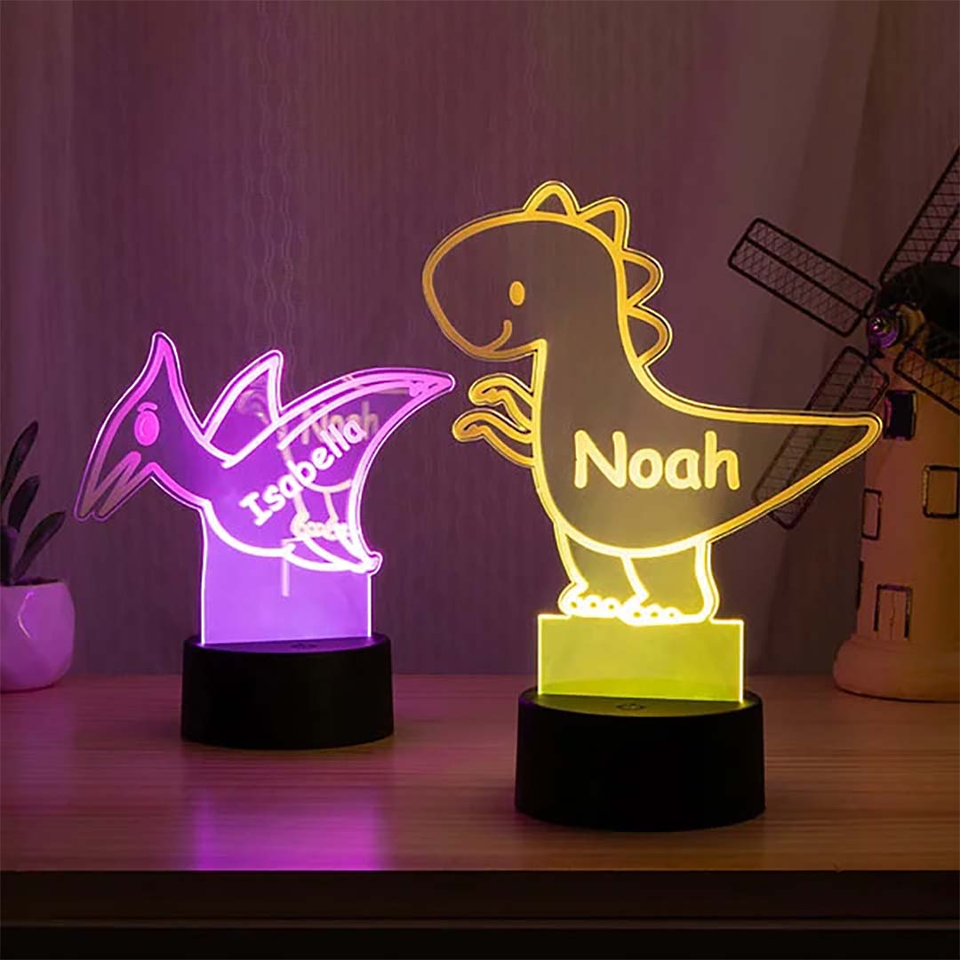 Personalized Cute Dinosaur 7 Colors Change Acrylic LED Night Light with Name and Base Bedroom Decor Birthday Children's Day Gift for Kids-ancustom