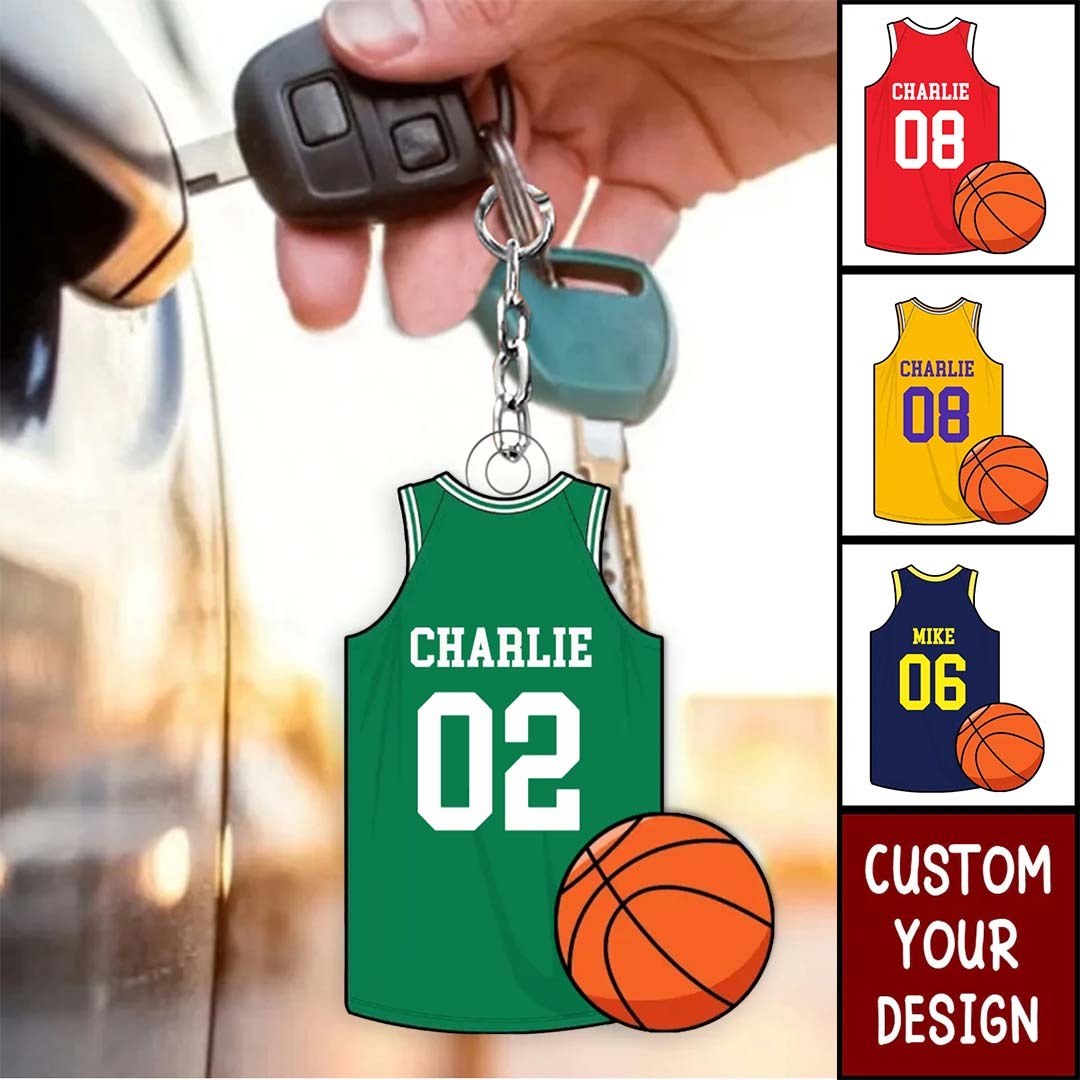 Basketball Jersey Personalized Acrylic Keychain, Gift For Son, Husband, Him-ancustom