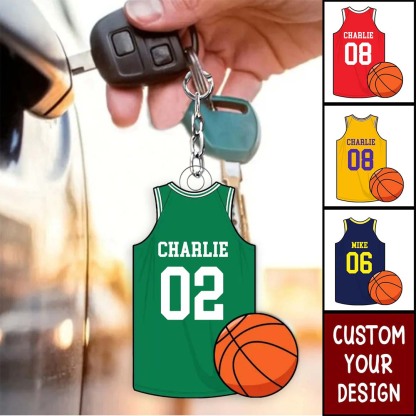 Basketball Jersey Personalized Acrylic Keychain, Gift For Son, Husband, Him-ancustom