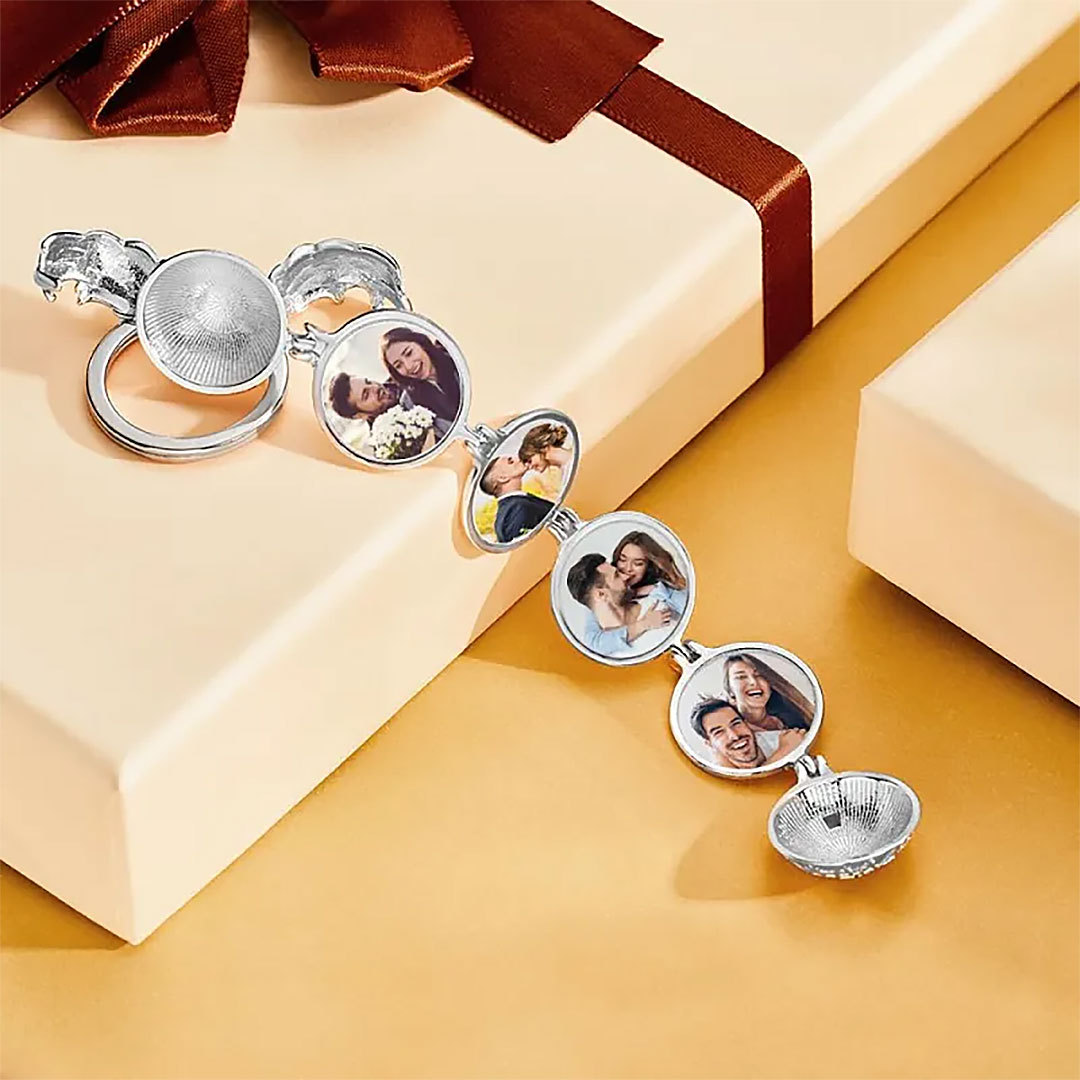 Custom Photo Keychain Personalized Photo Wings Locket Frame For Women-ancustom