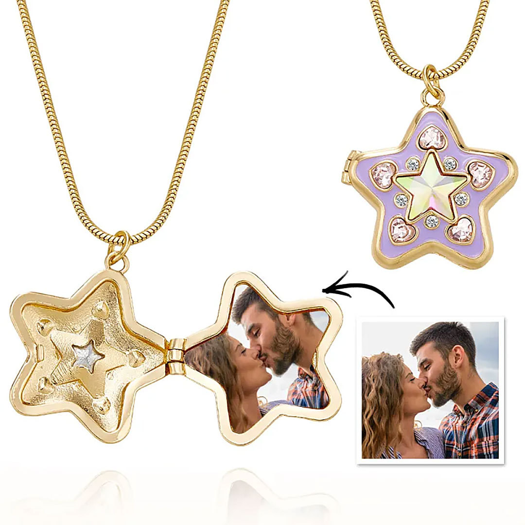 Custom Photo Starlight Shining Locket Necklace Colorful Diamond Y2K Style Pendant Love Gift-ancustom