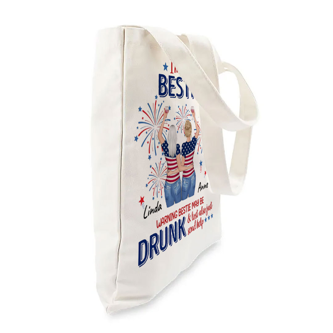 Custom Personalized Friends 4th of July Canvas Bag - Independence Day Gift for Friends/Bestie/Sisters-ancustom